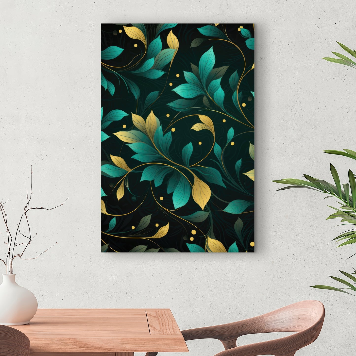 Twirling Twigs - Turquoise Canvas Home Decor Art Piece