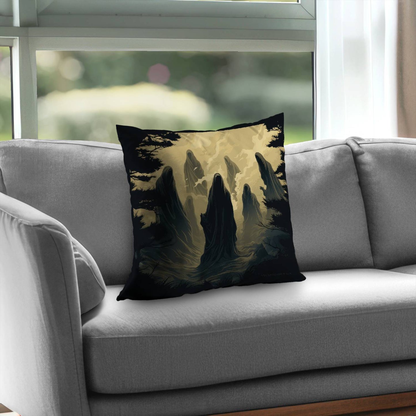 Here they wait - Throw pillow - Print on demand