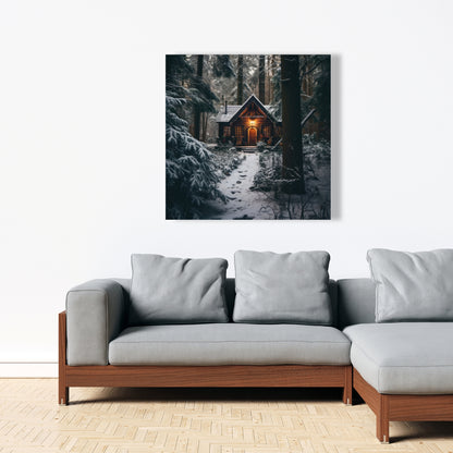 The Lone Cabin - Brown Canvas Home Decor Art Print
