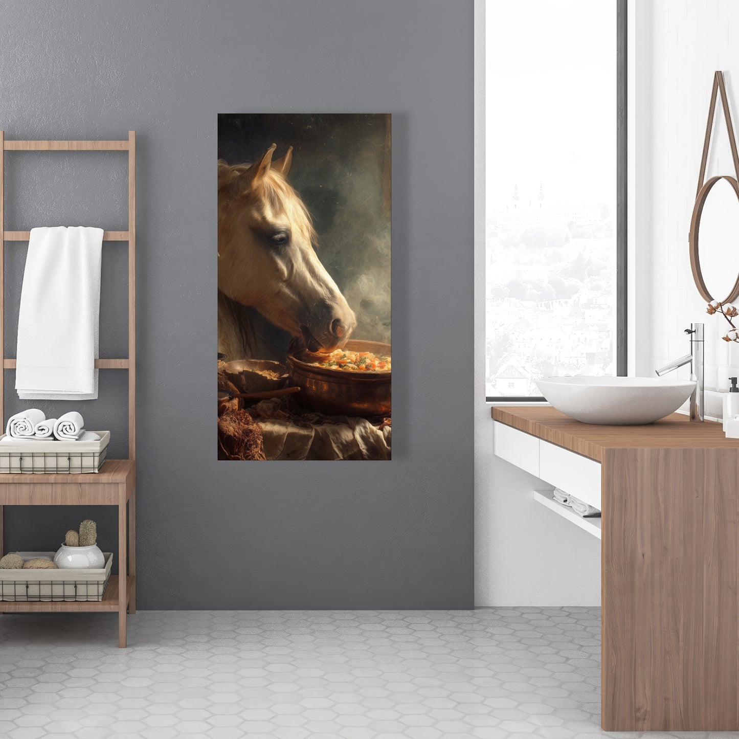 Horse on soup - 24"x24" Canvas