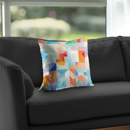 Coussin décoratif en sergé de polyester à motif géométrique - Cadence géométrique
