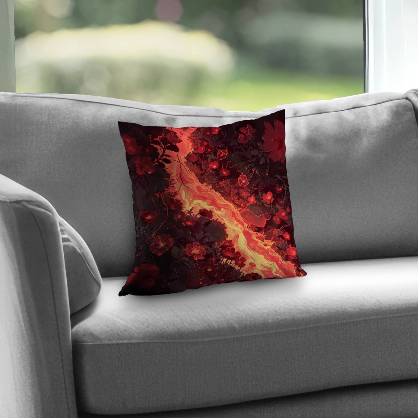 Seering Flowerbed Poly Twill Throw Pillow | Home Decor