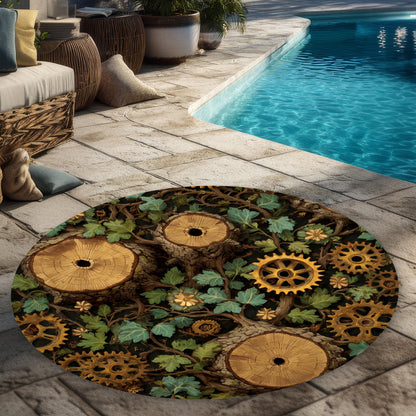 Tapis de sol rond extérieur Hiding gears pour la décoration intérieure - Élégant