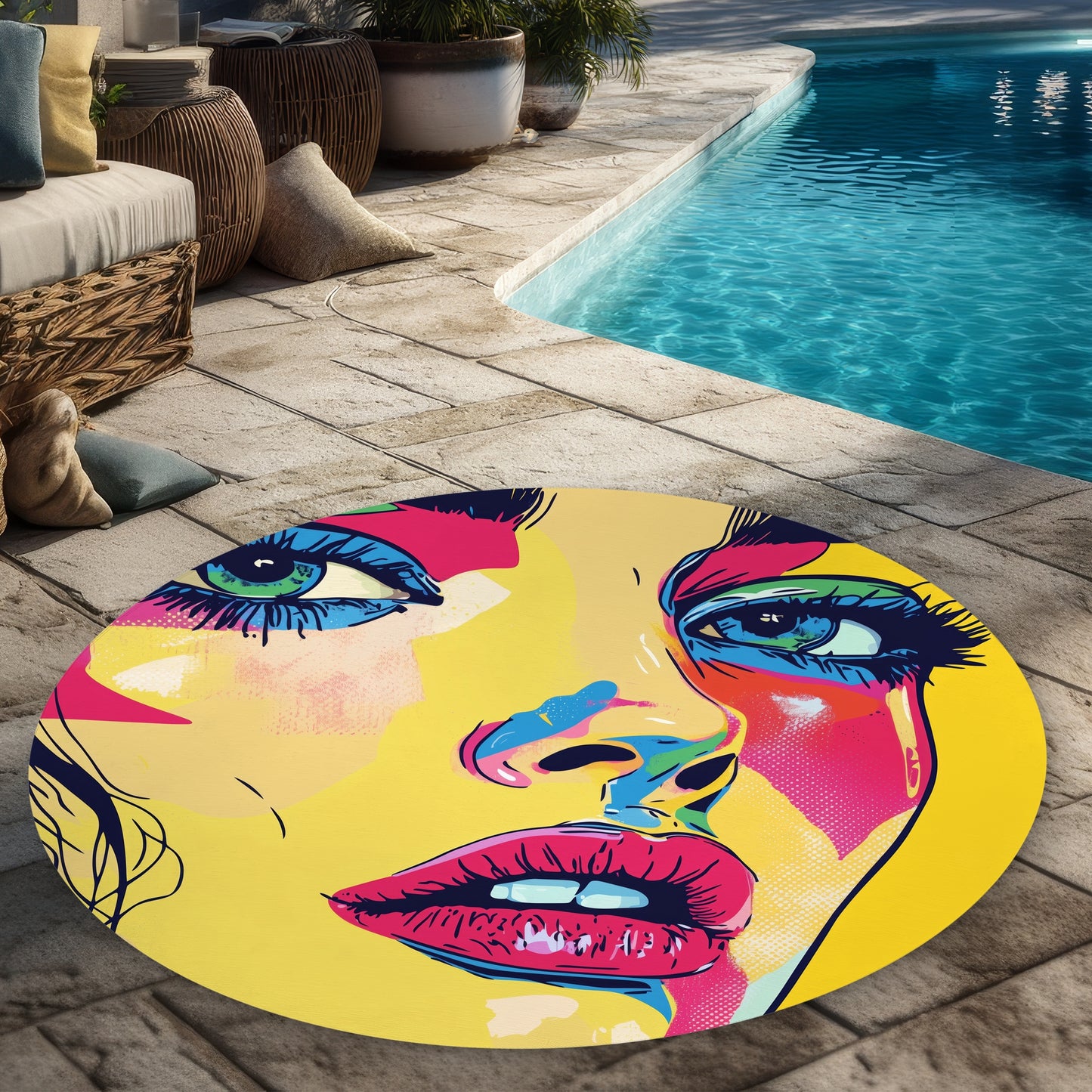 Tapis rond d'extérieur Glaze | Accent de décoration élégant