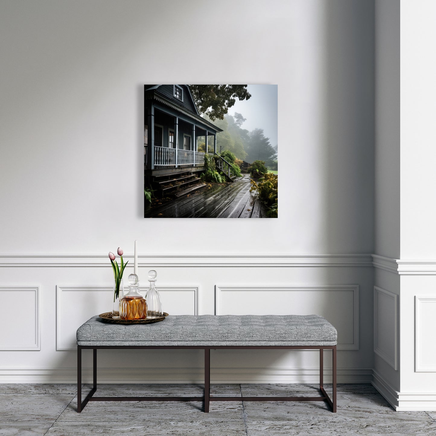 Rainy Porch - Brown Canvas Home Decor for Cozy Spaces