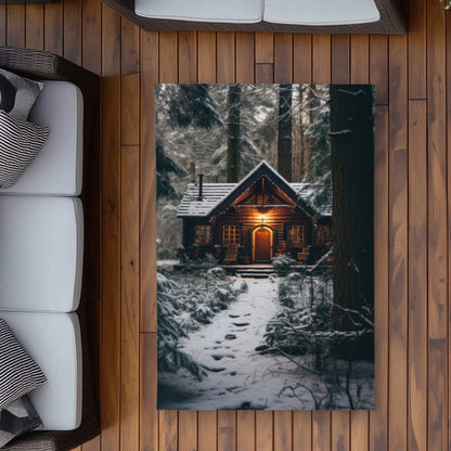 The lone cabin - Orange outdoor area rug for home decor