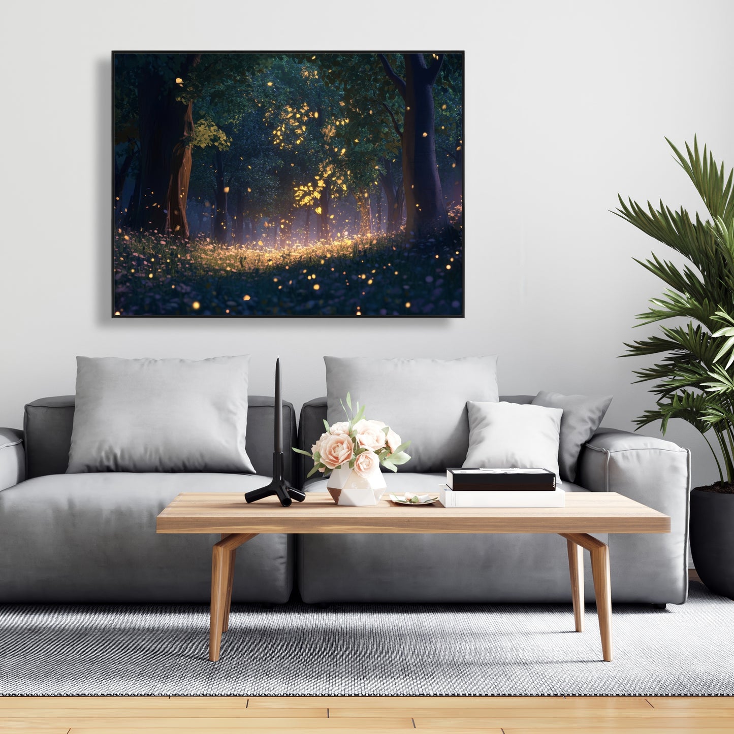 Glowing leaves - 36"x36" Framed canvas