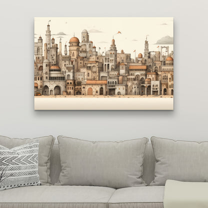 The Old Town - Brown Canvas Art for Home Decor | Stylish Wall Art