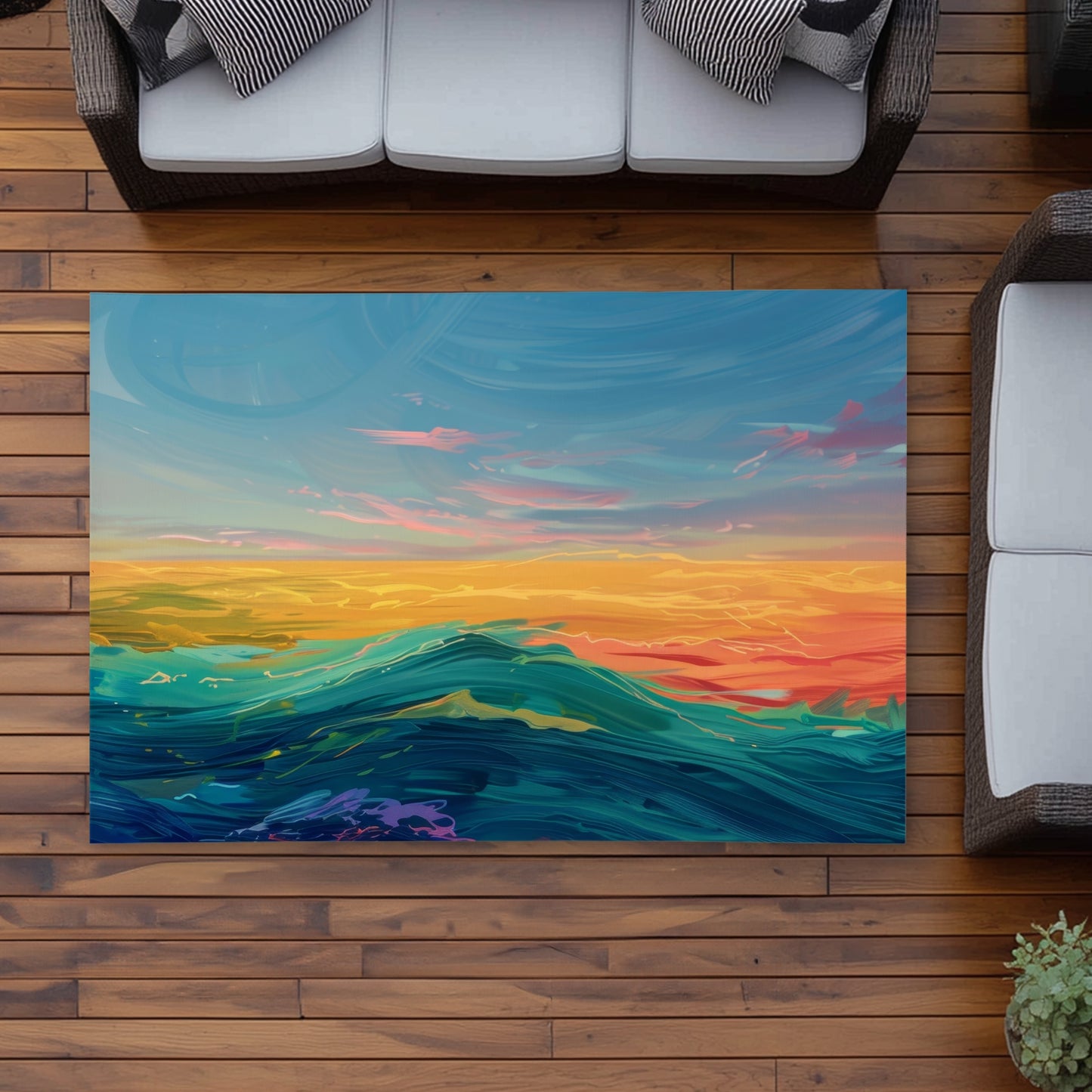 Watercolors Yellow Outdoor Area Rug | Stylish Design