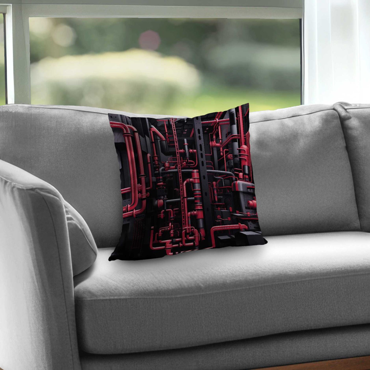 Coussin décoratif en sergé de polyester style machine - Décoration d'intérieur élégante