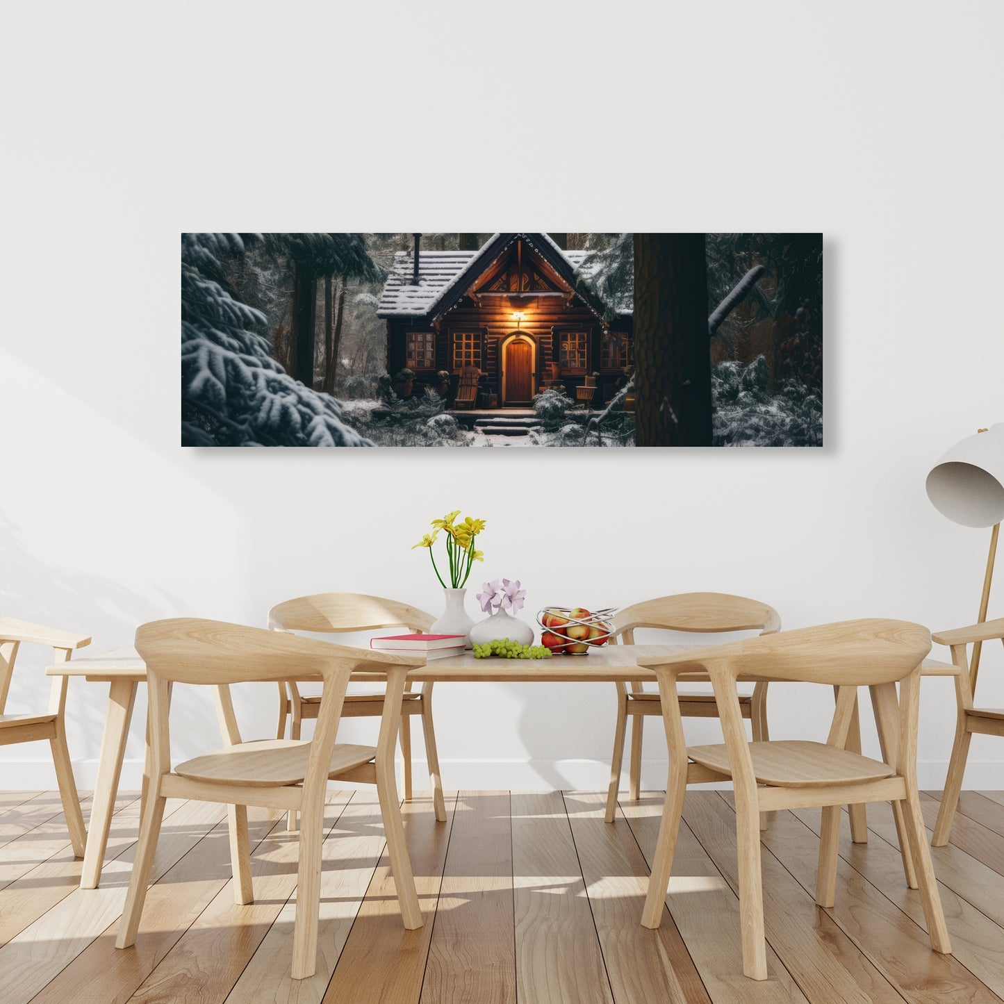 The Lone Cabin - Brown Canvas Home Decor Art Print