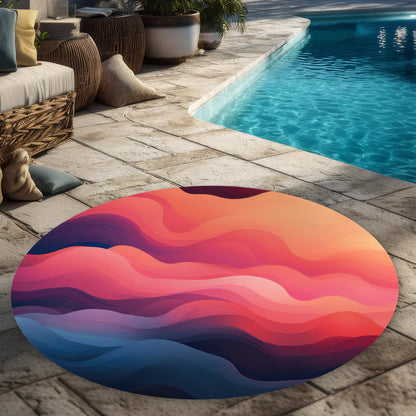 Tapis d'extérieur rond en fumée éthérée | Décoration intérieure élégante