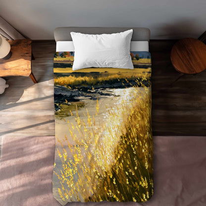 Housse de couette Golden Stream Glow | Décoration intérieure élégante