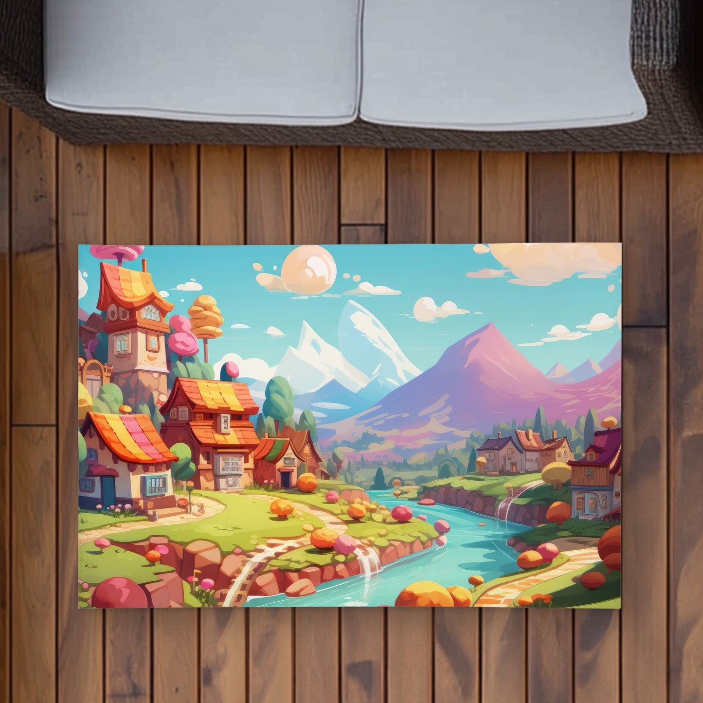 Sweet Town Purple Outdoor Area Rug | Home Decor Essential