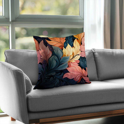 Coussin décoratif en sergé de polyester gris pastel fleuri | Décoration