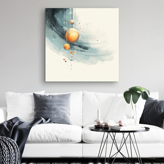 Hanging Planets - Blue Canvas Art for Home Decor | Unique Wall Art