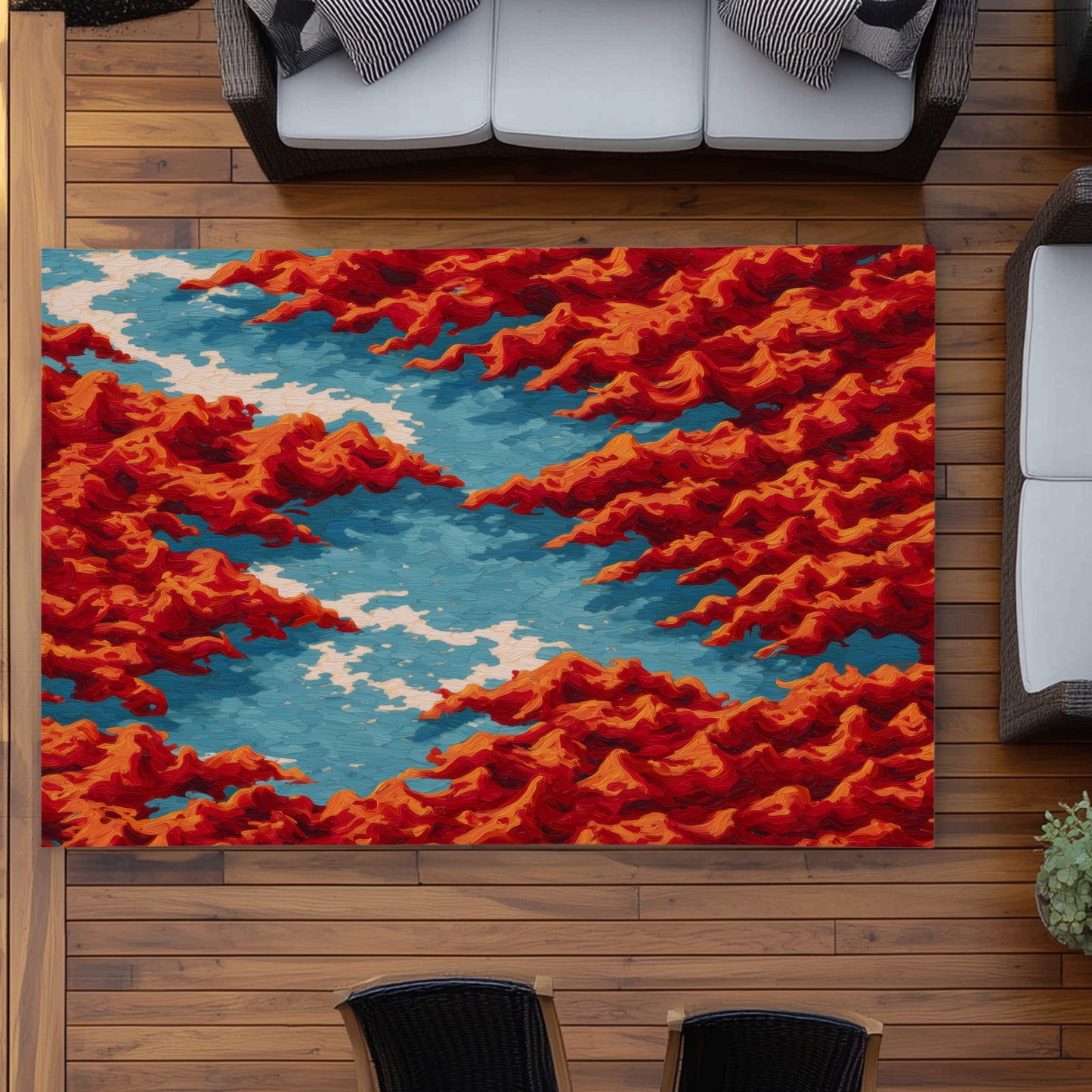 Tapis d'extérieur Red Mounds | Solution de décoration élégante