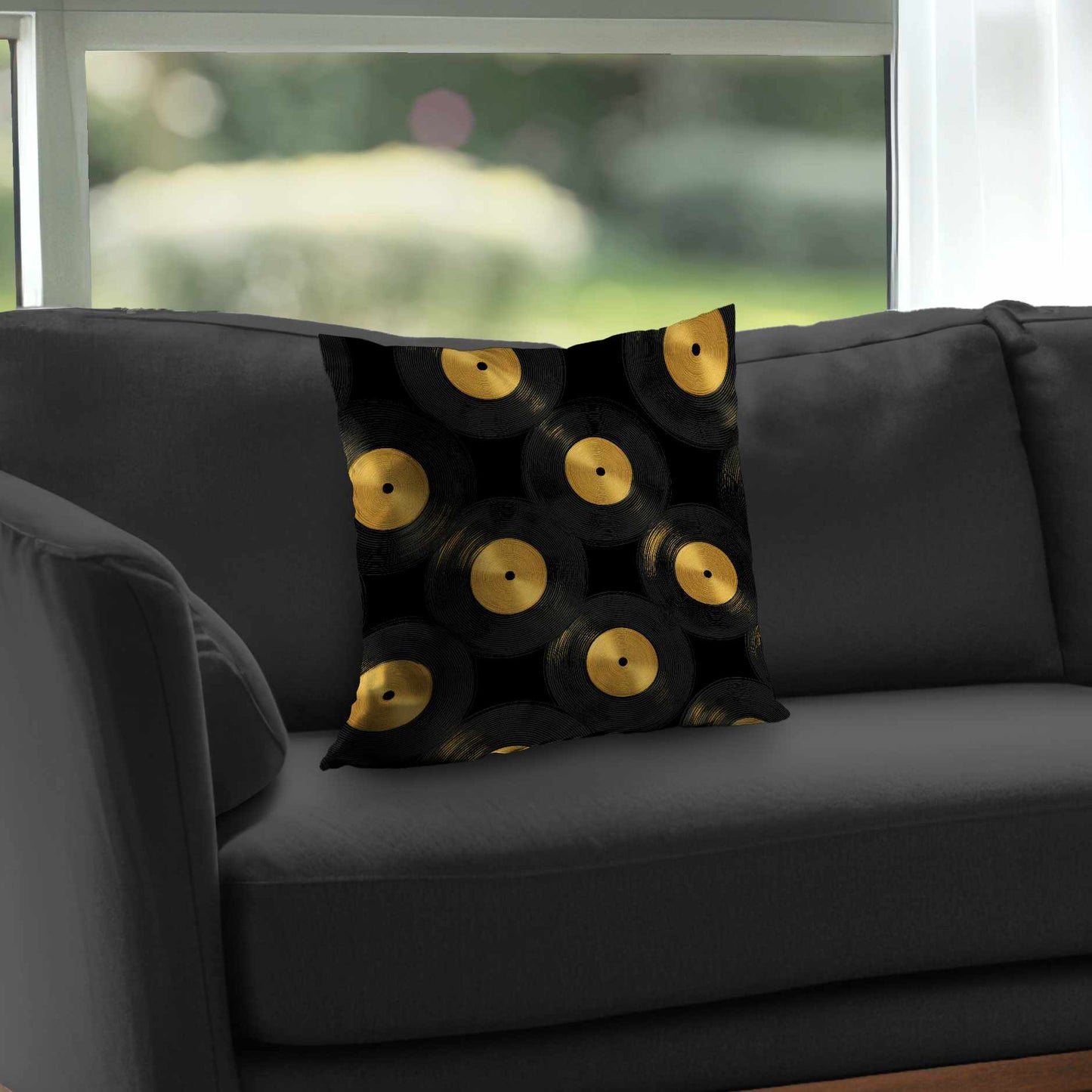 Golden Groove Circles Poly Twill Throw Pillow | Home Decor