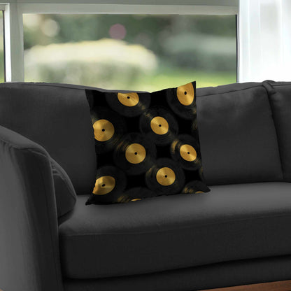 Golden Groove Circles Poly Twill Throw Pillow | Home Decor
