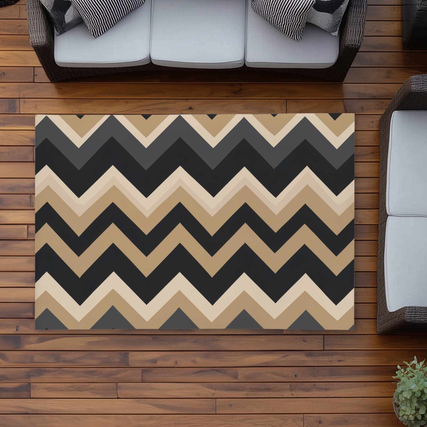 Tapis d'extérieur motif vagues aux tons naturels | Décoration intérieure élégante