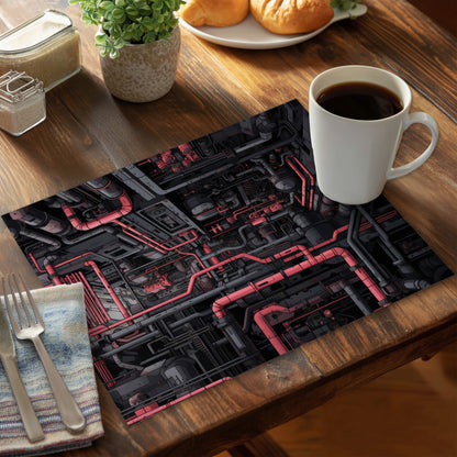 Tubular Nightmare - Gray Polyester Placemat for Home Decor