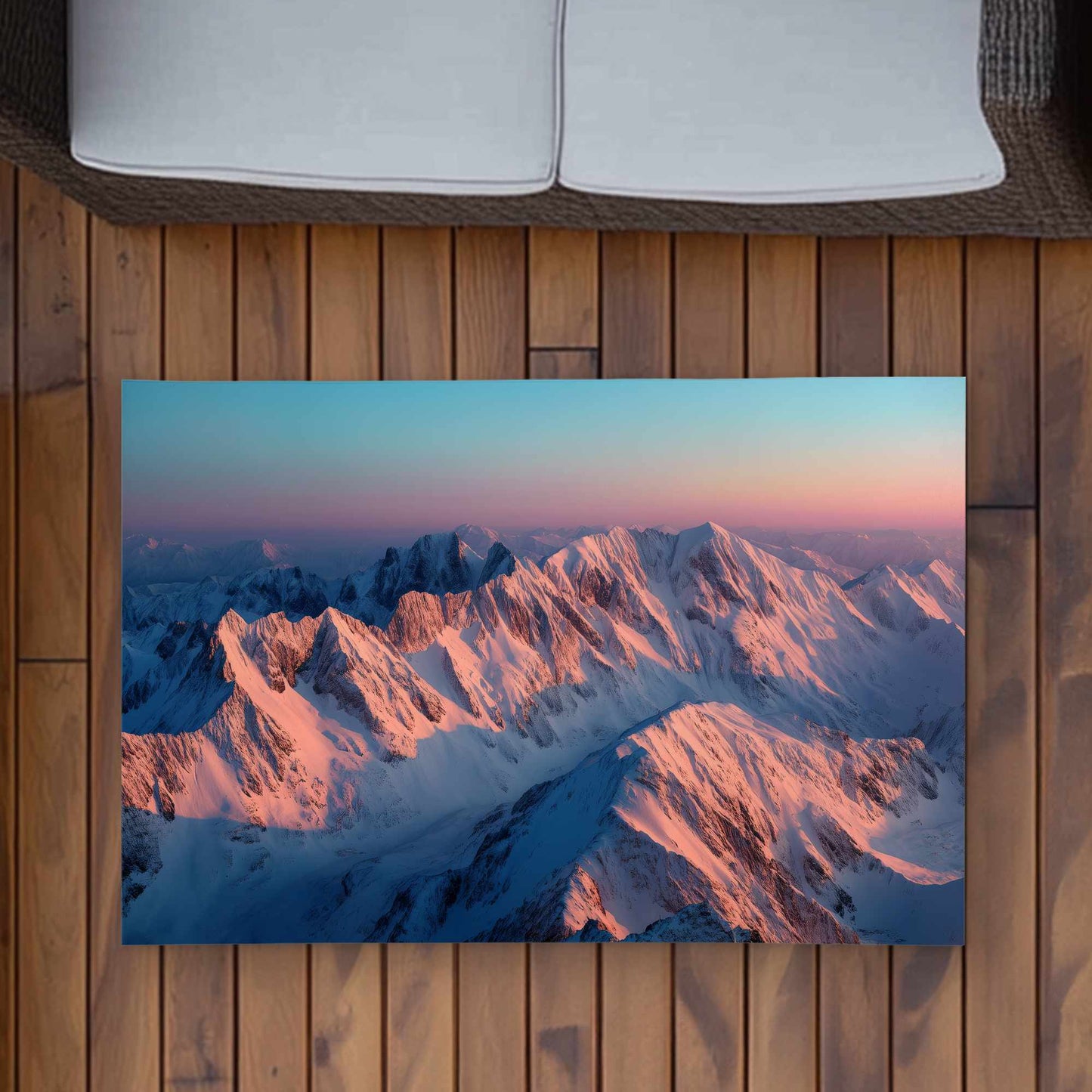 Tapis d'extérieur bleu Sunny Peaks | Design élégant