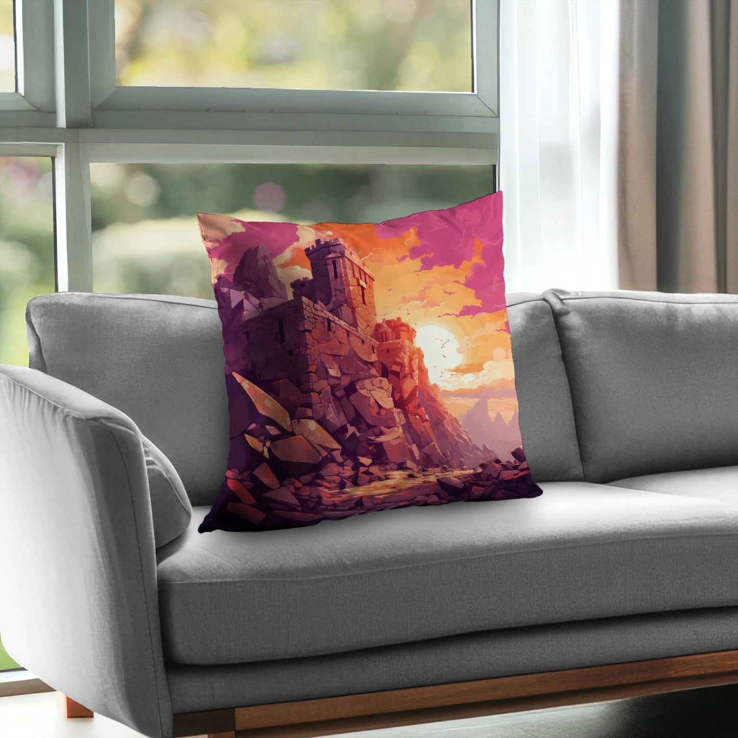 The setting rampart - Throw pillow - Print on demand