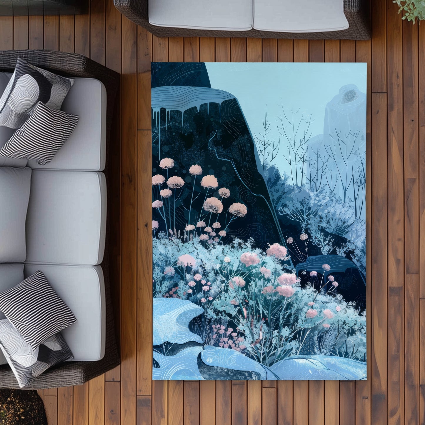 Annual Freeze Blue Outdoor Area Rug | Home Decor Essentials