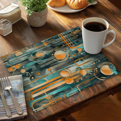 Astrological Machinery Gold Polyester Placemat | Home Decor