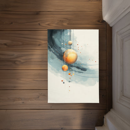 Hanging Planets Blue Indoor Outdoor Door Mat | Home Decor