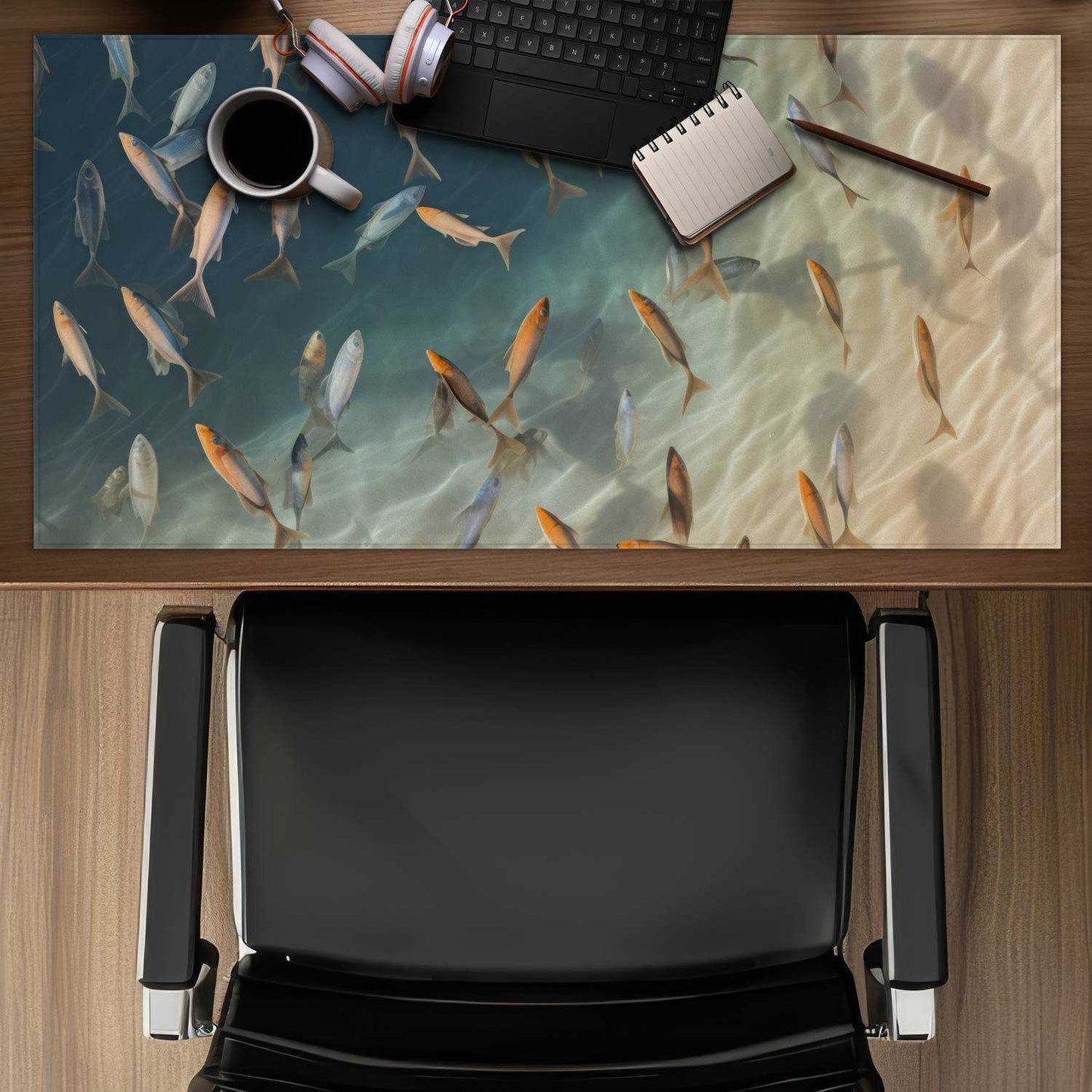 Away from the sand - White Desk Mat for Home Decor