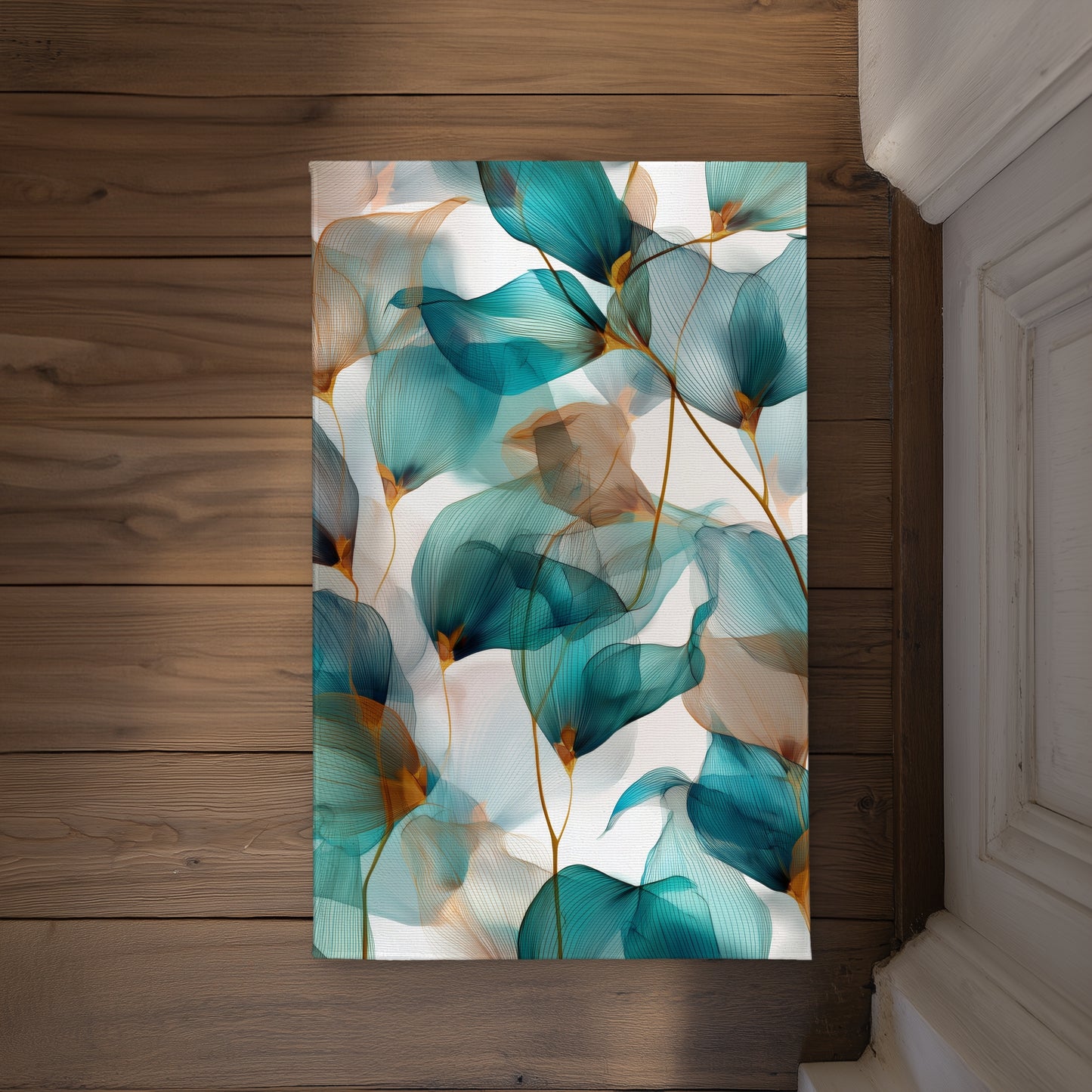 Teal and Brown Turquoise Indoor Outdoor Door Mat | Decor