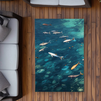 Swim Ahead White Outdoor Area Rug | Stylish Home Decor