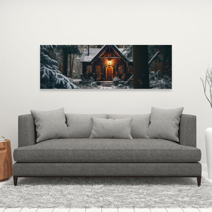 The Lone Cabin - Brown Canvas Home Decor Art Print