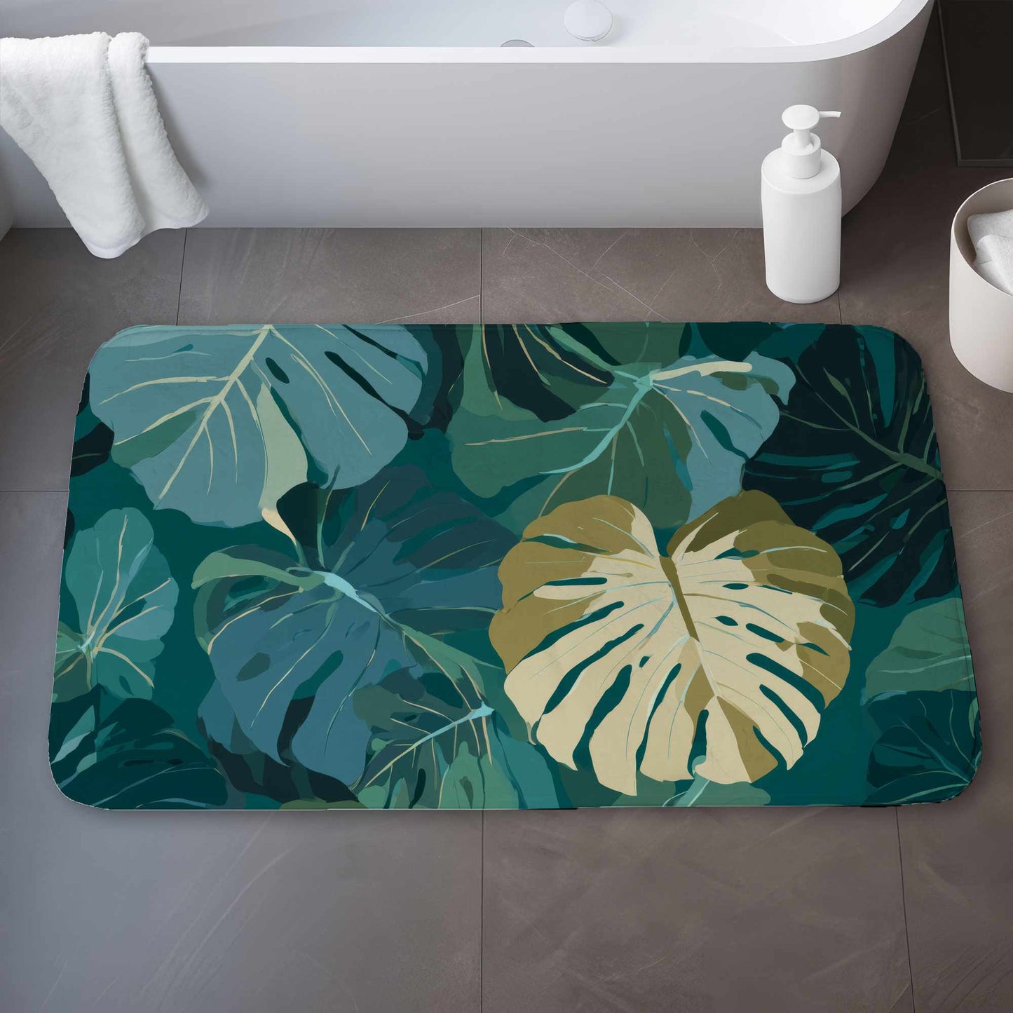 Tropical Leaf Veil Bath Mat - Stylish Home Decor Rug