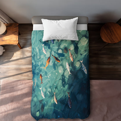 Caustic Fish Turquoise Duvet Cover - Stylish Home Decor