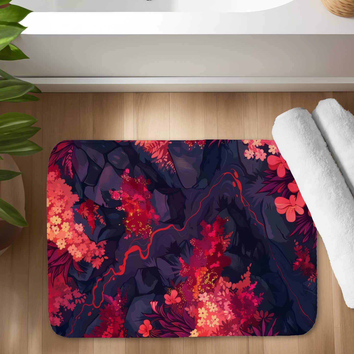 Burning Plants - Pink Bath Mat for Stylish Home Decor