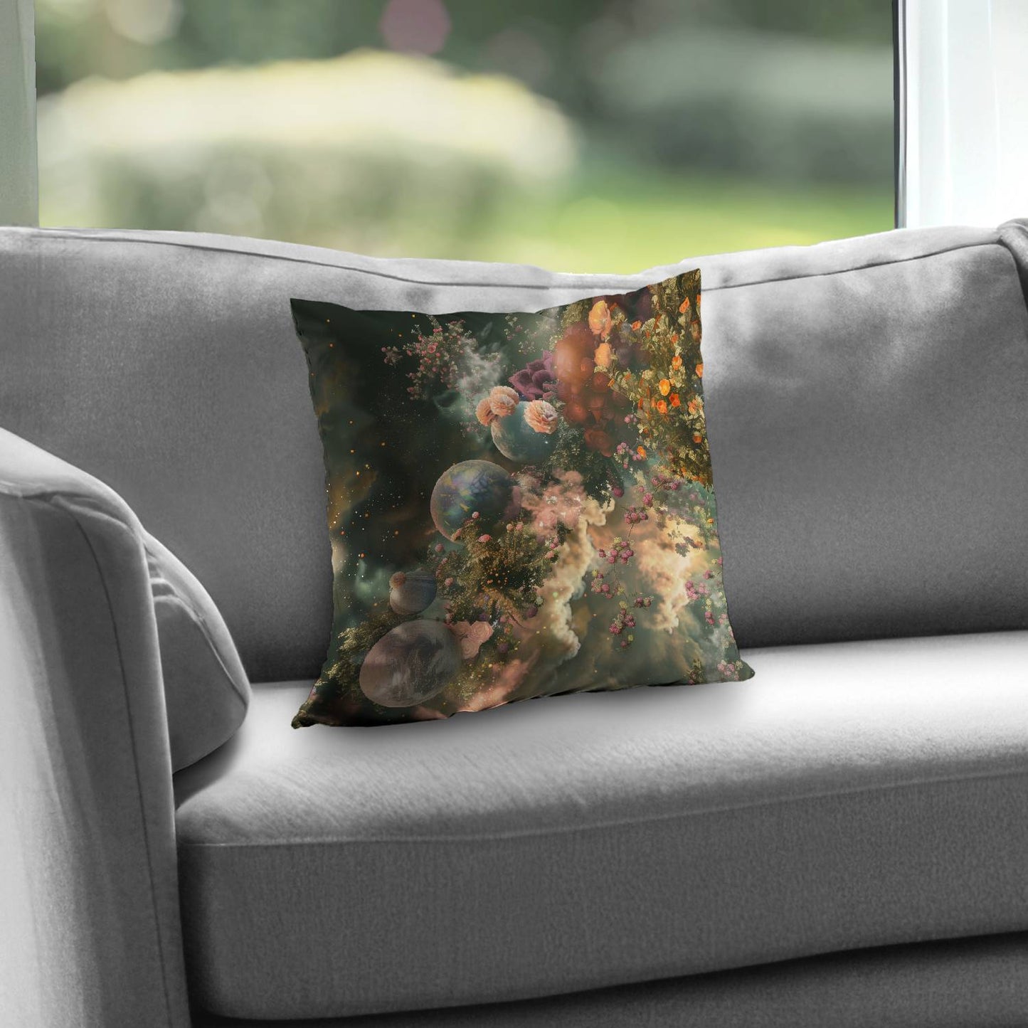 Bloom space - Throw pillow - Print on demand