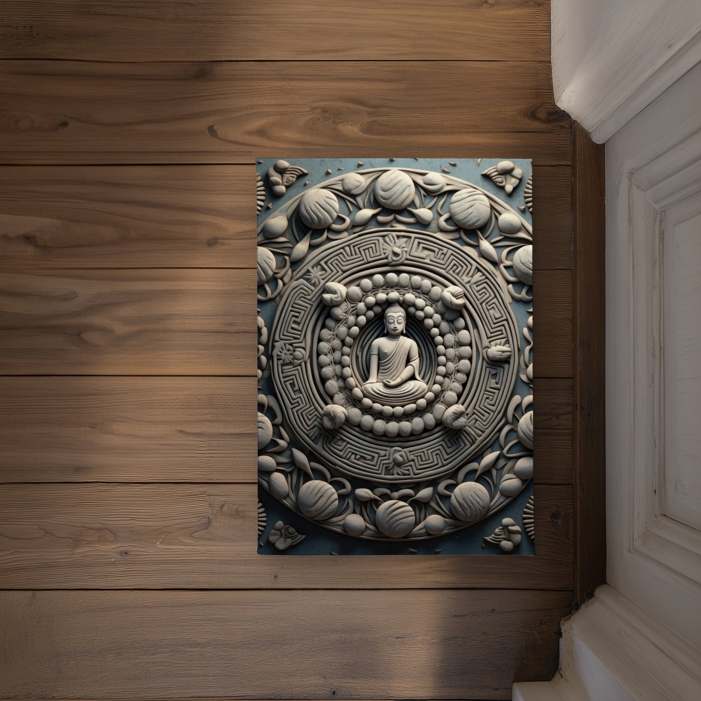 Spiritual Peace White Indoor Outdoor Door Mat | Home Decor