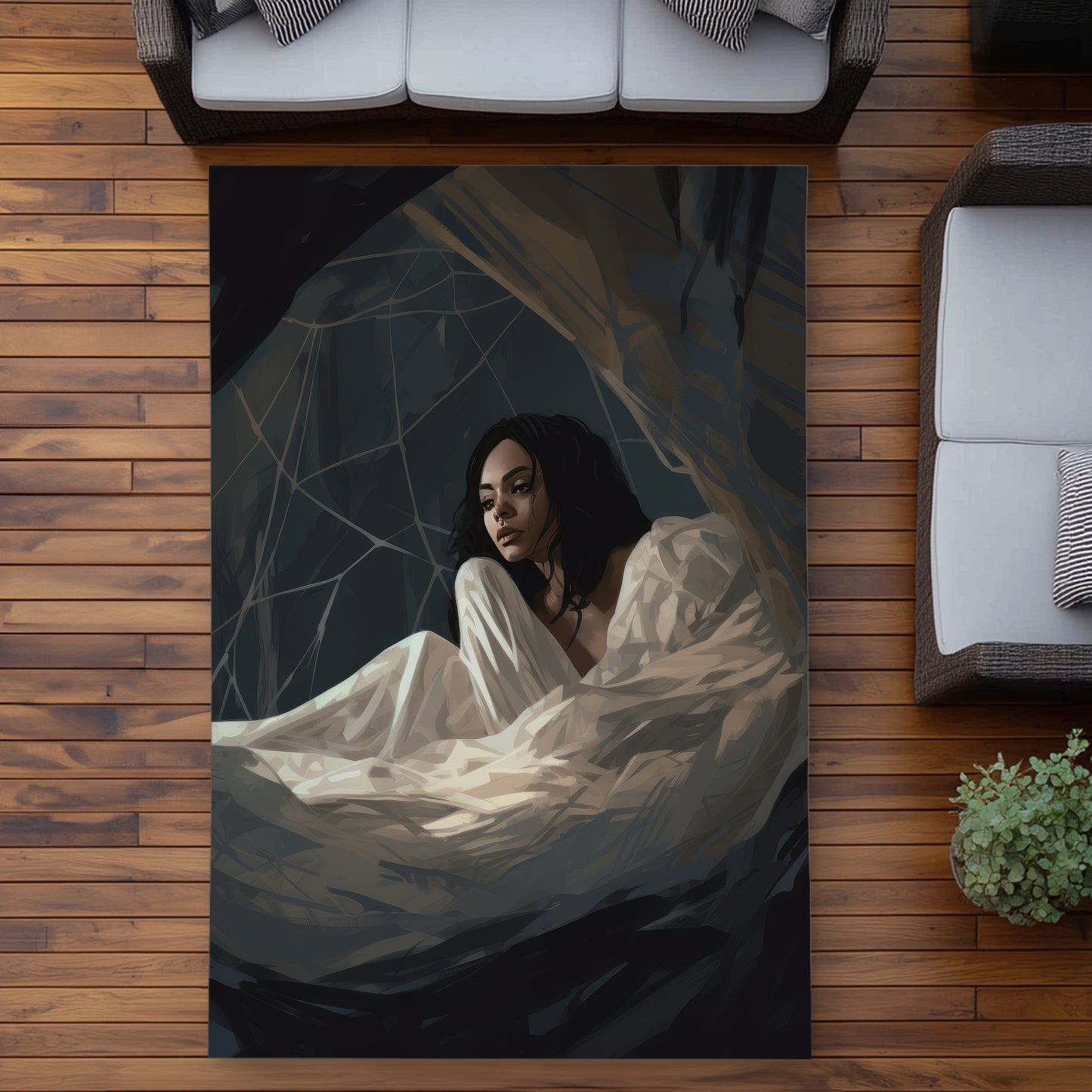 Spider princess Black outdoor area rug for home decor