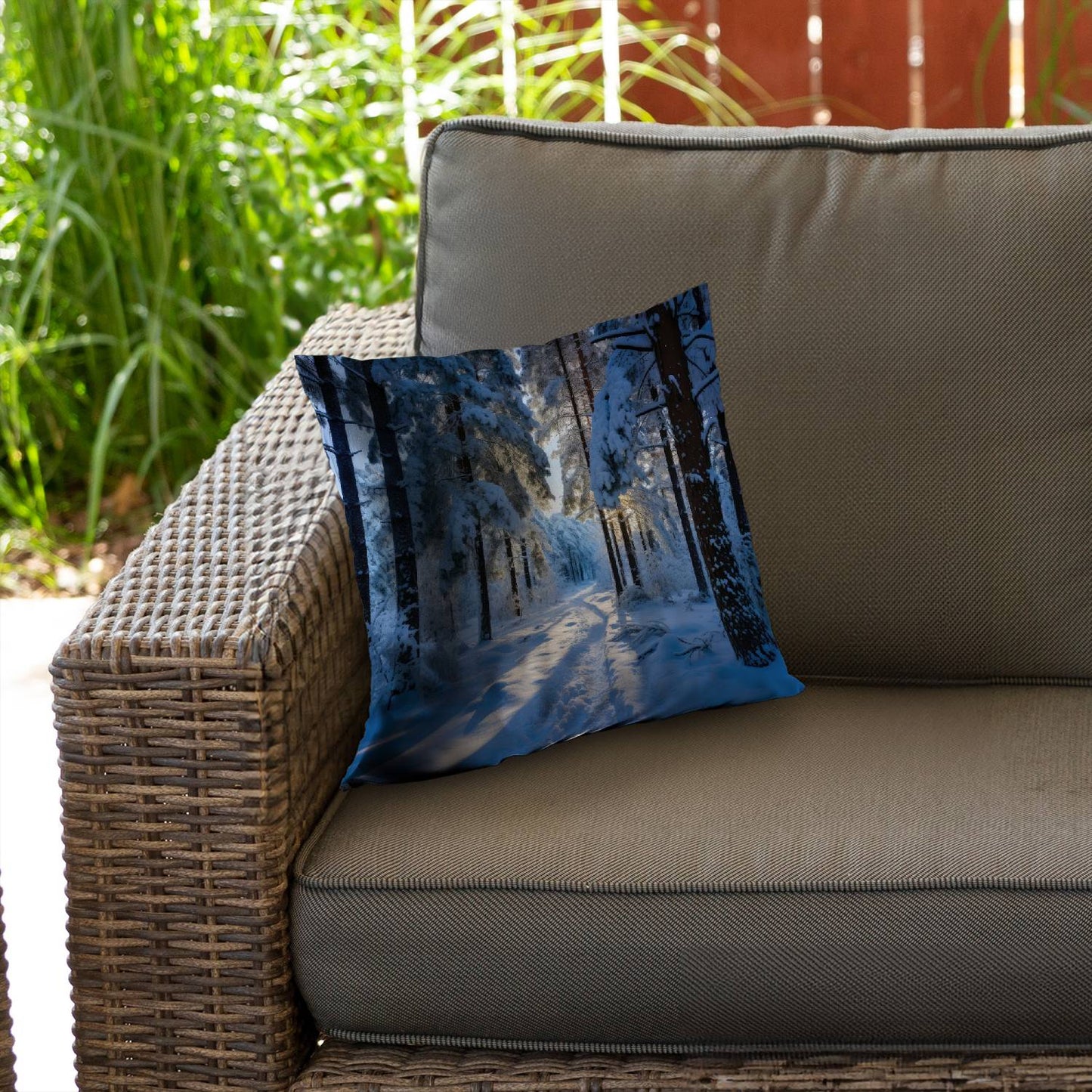 Snowy path - Throw pillow - Print on demand