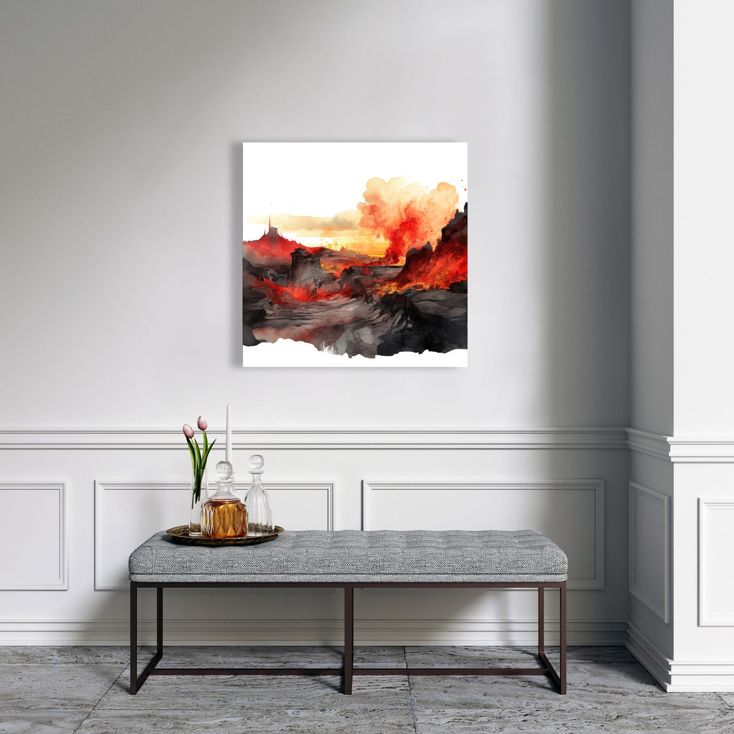 Minimalist Flow - Red Canvas Art | Modern Style