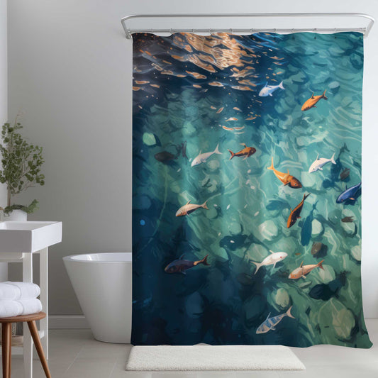 Rideau de douche Caustic Fish | Décoration de salle de bain unique