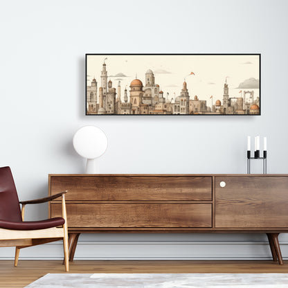 The Old Town - Beige Framed Canvas for Home Decor