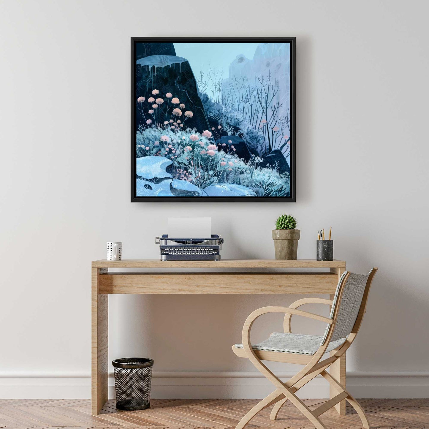 Annual freeze - Beige framed canvas for elegant home decor