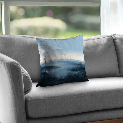 Evening Marsh Gray Poly Twill Throw Pillow | Decor Insert