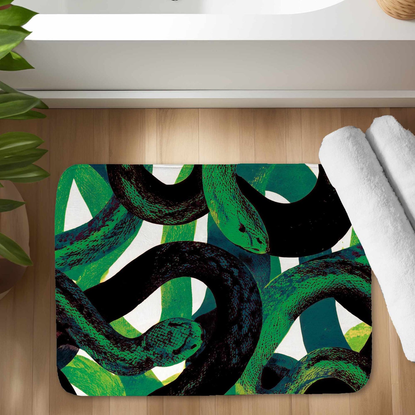 Emerald Coil Dance Bath Mat | Stylish Home Decor Accent