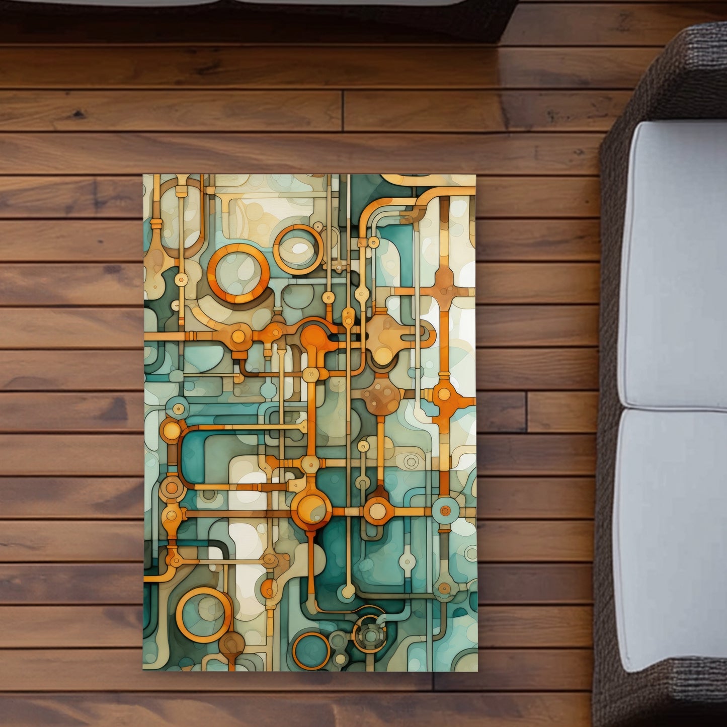 Turns and Bends White Outdoor Area Rug for Home Decor