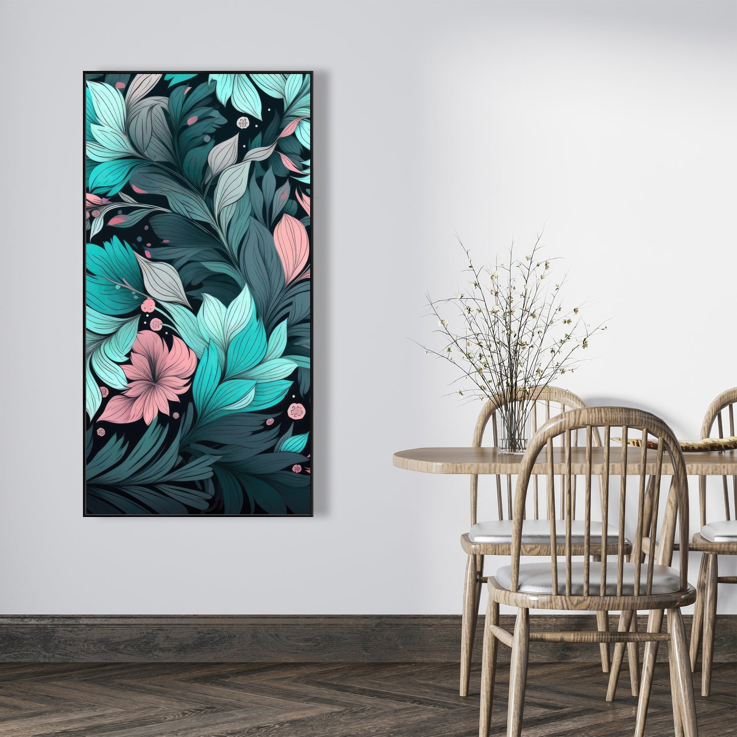 Neon leaves - 36"x36" Framed canvas