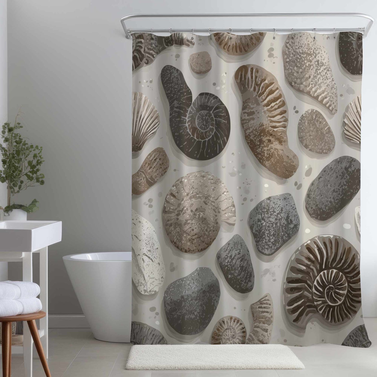 Rideau de douche intemporel Fossil Flow | Décoration intérieure élégante